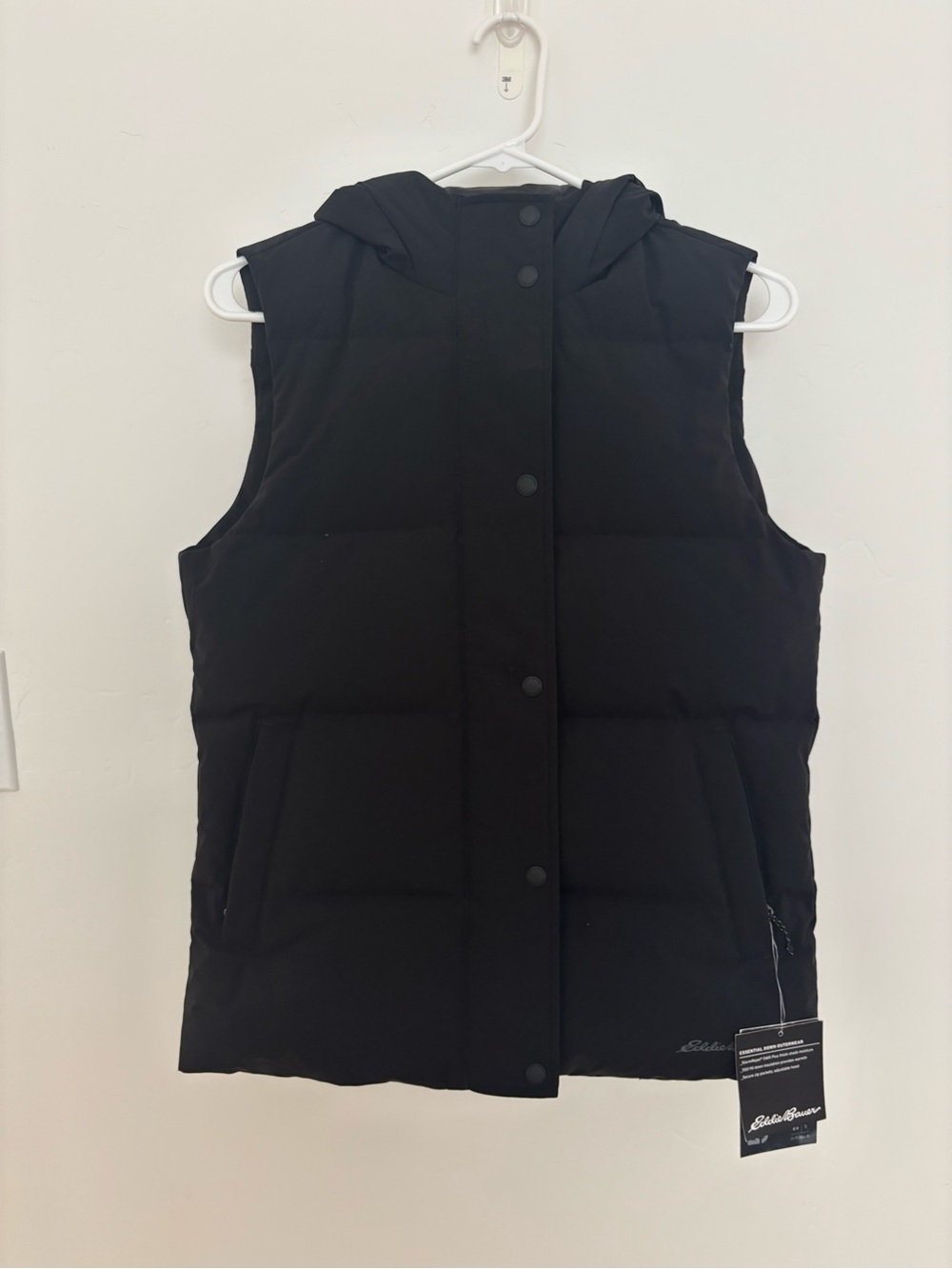 Eddie Bauer Black Quilted Hooded Puffer Vest - Women’s size XS